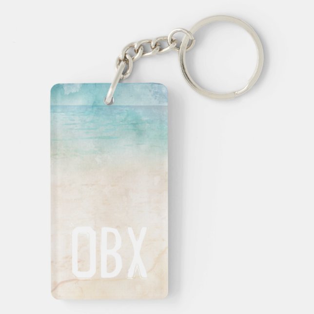 Beach Initials Water Sand Travel Souvenir Fun Key Ring (Back)