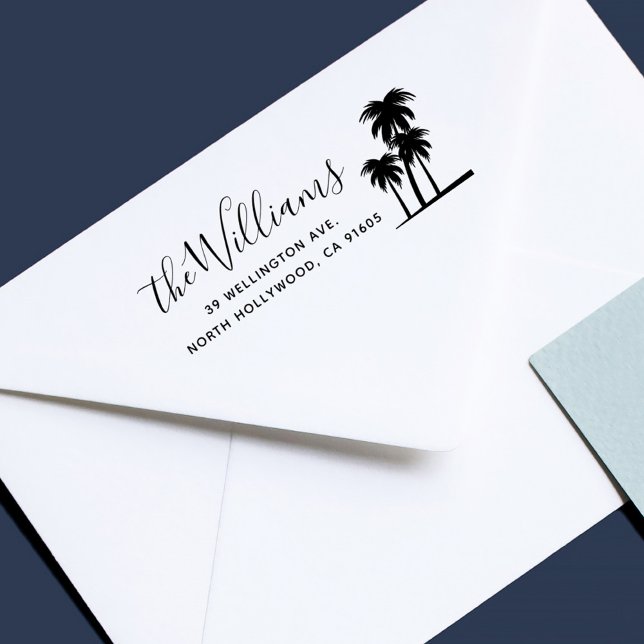 Beach Inspired Elegant Name and Return Address Rubber Stamp (Beach Inspired Elegant Name and Return Address Rubber Stamp)