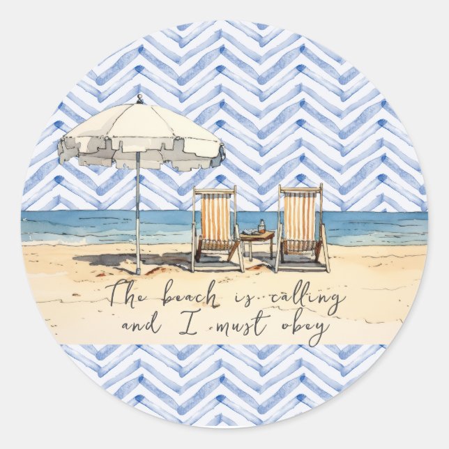 Beach is calling classic round sticker (Front)