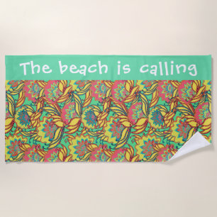 Beach is Calling Key West Floral Pattern Towel
