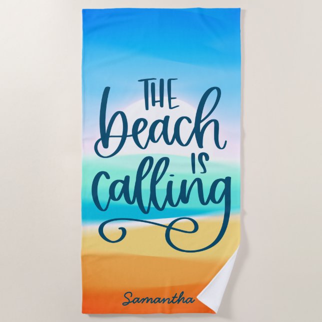 Beach is Calling Spring Break Vacation Custom Towel (Front)