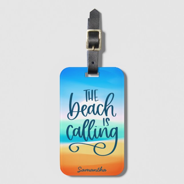 Beach is Calling Summer Vacation Custom Luggage Tag (Front Vertical)