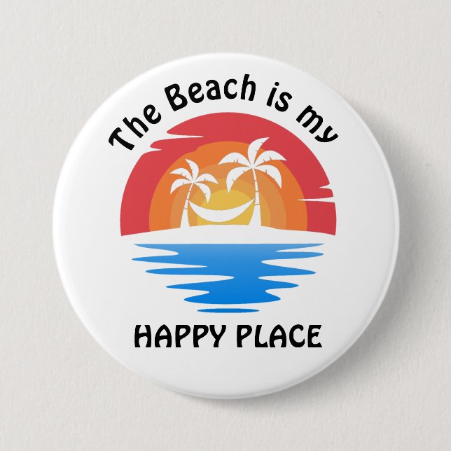 Beach is my Happy Place Button (Front)