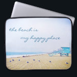 Beach Is My Happy Place Script California Coastal  Laptop Sleeve<br><div class="desc">“The beach is my happy place.” Relax, breathe, and explore the solitude of an empty California beach with this stunning, pastel-coloured photography neoprene laptop sleeve. This laptop sleeve comes in three sizes: 15", 13", and 10”. Makes a great gift for someone special! You can easily personalise this neoprene laptop sleeve...</div>