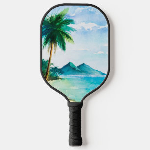 Beach Island Watercolor  Pickleball Paddle