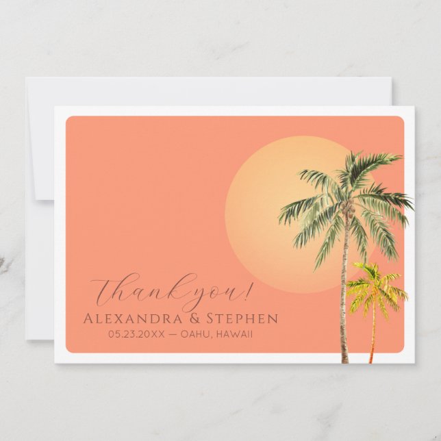 Beach Italian Sunset Tuscan Minimal Wedding Thank You Card (Front)