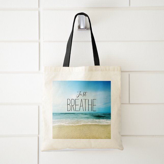 Beach Just Breathe Tote Bag (Beach My Happy Place that say's Just Breathe Tote Bag)