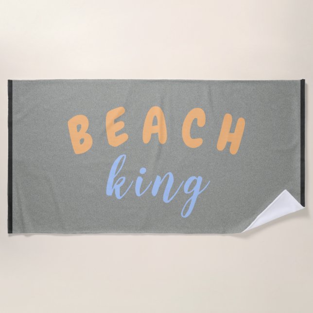 Beach King Peach Blue Custom Text Towel (Front)