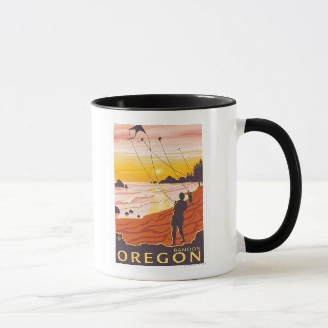 Beach & Kites - Bandon, Oregon Mug (Right)