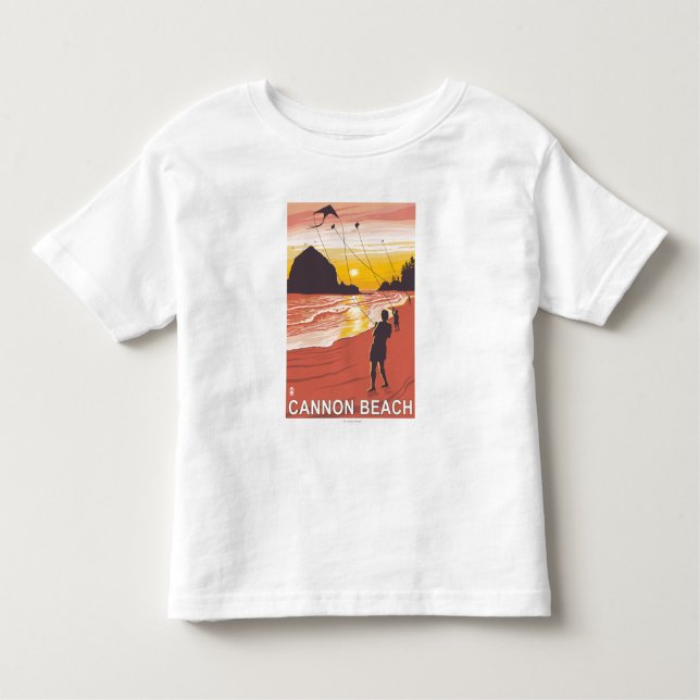 Beach & Kites - Cannon Beach, Oregon Toddler T-Shirt (Front)