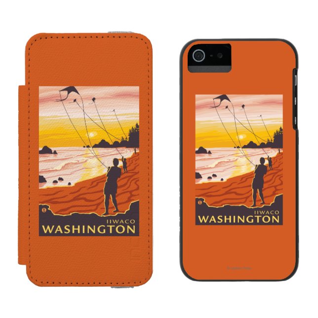 Beach & Kites - Ilwaco, Washington Incipio iPhone Wallet Case (Side by Side)