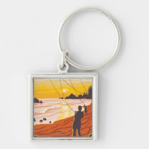 Beach & Kites - Ilwaco, Washington Key Ring