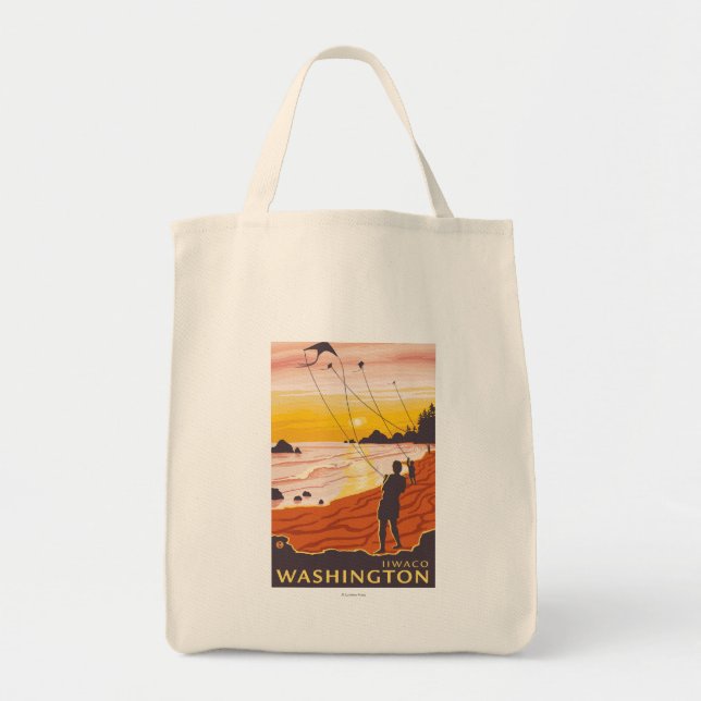 Beach & Kites - Ilwaco, Washington Tote Bag (Front)