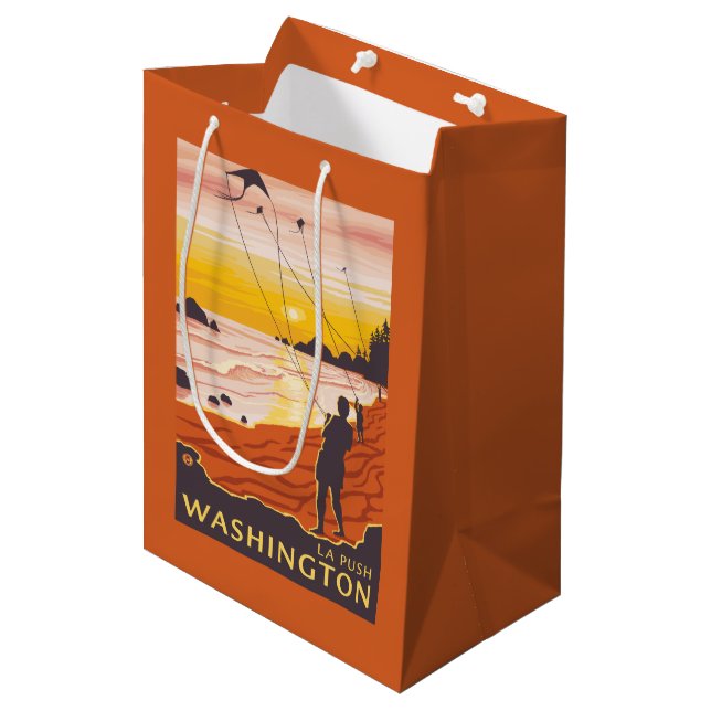 Beach & Kites - La Push, Washington Medium Gift Bag (Front Angled)