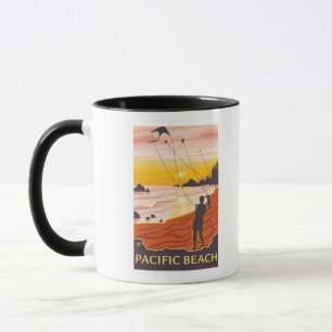 Beach & Kites - Pacific Beach, Washington Mug