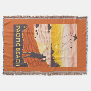 Beach & Kites - Pacific Beach, Washington Throw Blanket