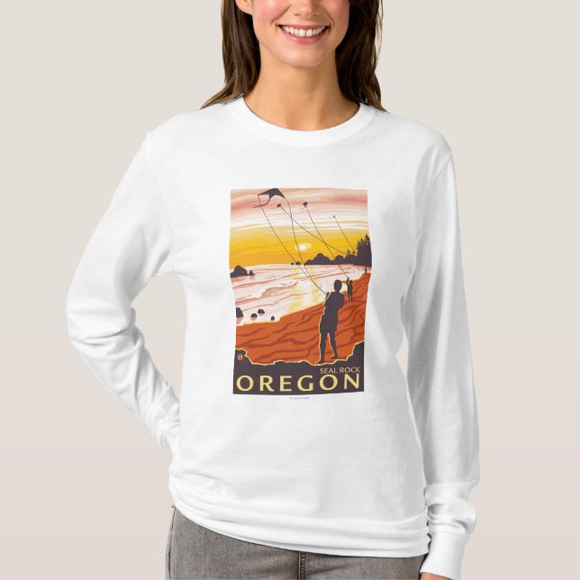 Beach & Kites - Seal Rock, Oregon T-Shirt (Front)