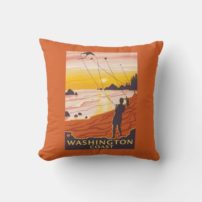 Beach & Kites - Washington Coast Cushion (Front)