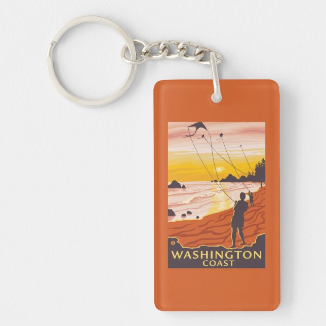 Beach & Kites - Washington Coast Key Ring (Front)