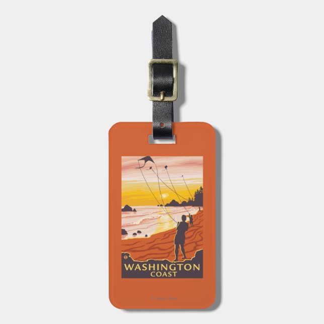 Beach & Kites - Washington Coast Luggage Tag (Front Vertical)