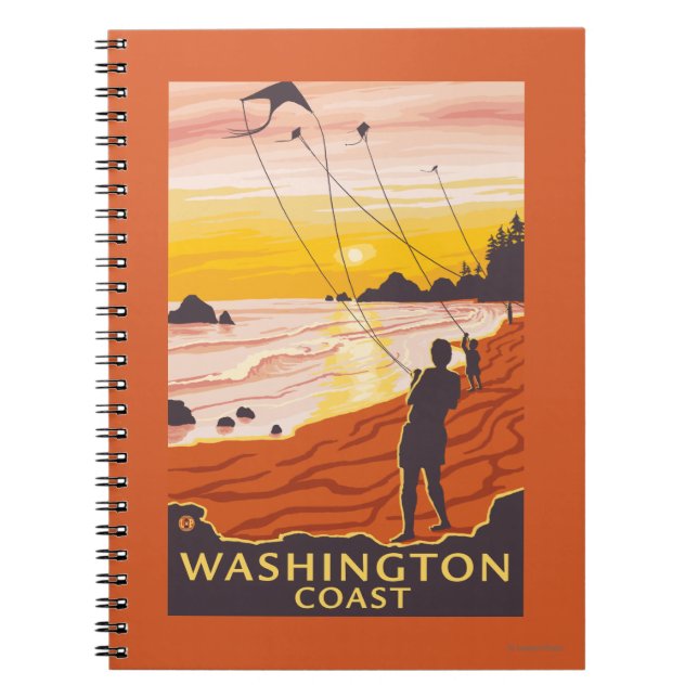Beach & Kites - Washington Coast Spiral Notebook (Front)