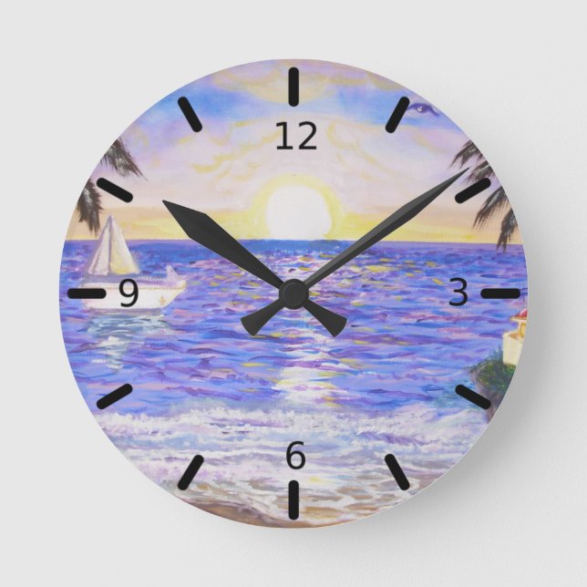Beach Landscape Round Clock (Front)