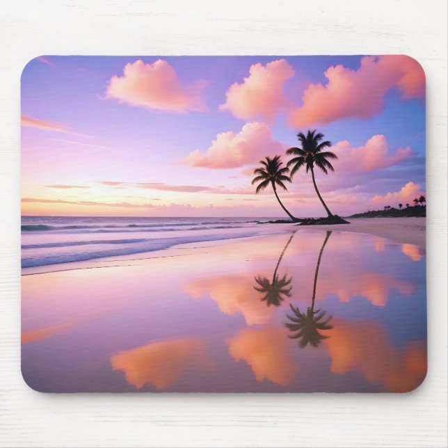 Beach Landscape Tropical Sunset Dusk Tranquil Calm Mouse Pad (Front)