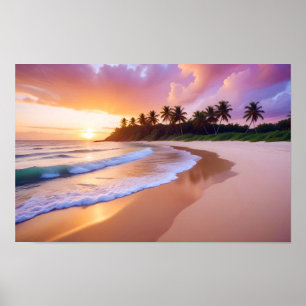 Beach Landscape Tropical Sunset Dusk Tranquil Calm Poster