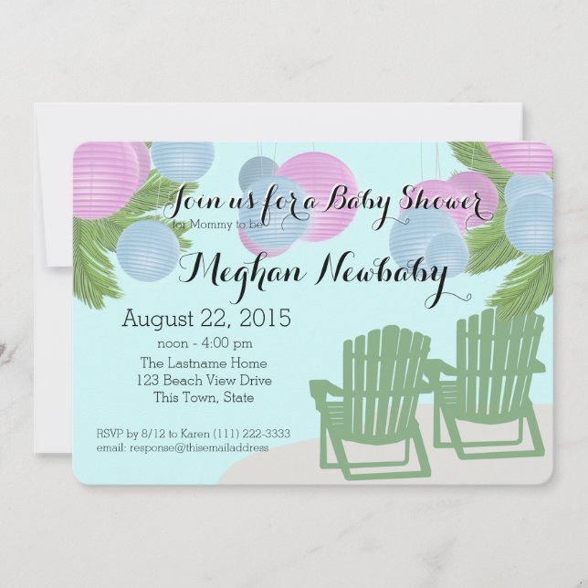 Beach Lanterns Baby Shower Invitation (Front)