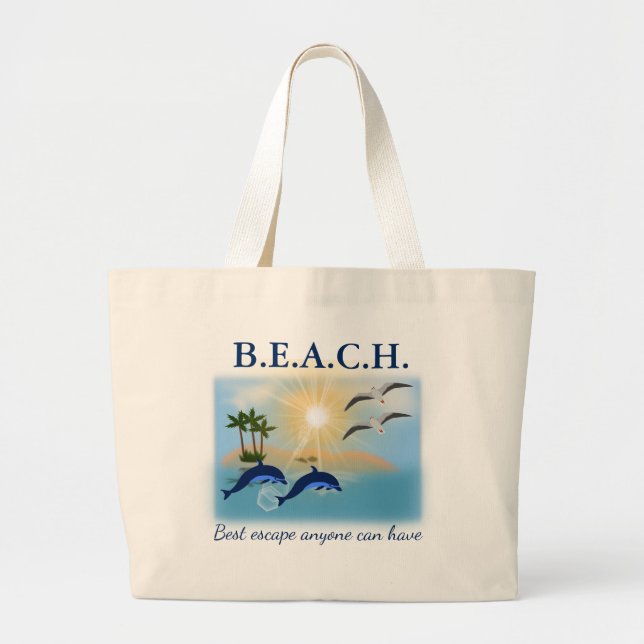 Beach Large Tote Bag (Front)