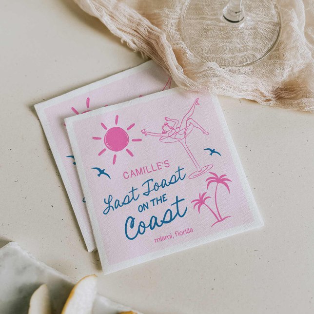 Beach Last Toast Bachelorette Weekend Napkin (Last Toast Hand Drawn Bachelorette Paper napkins)