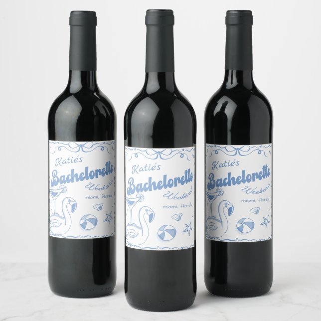 Beach Last Toast Bachelorette Weekend Wine Label (Bottles)