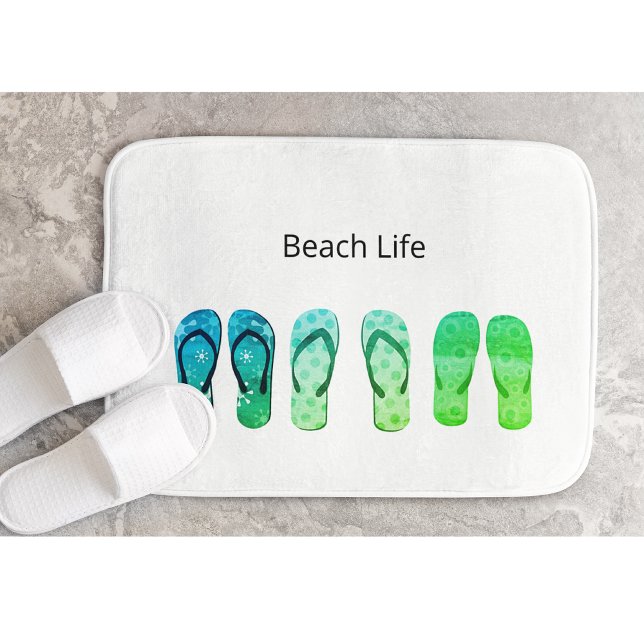 Beach Life an Green Flip Flops  Bath Mat (Creator Uploaded)