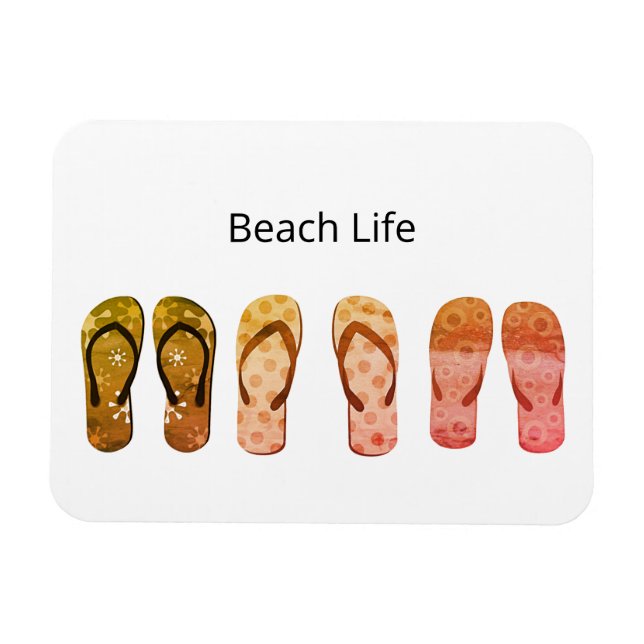 Beach life and Red Flip Flops  Magnet (Horizontal)