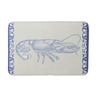 Beach Life Blue Lobster on Cream Bath Mat