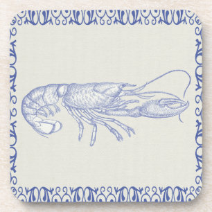 Beach Life Blue Lobster on Cream Coaster