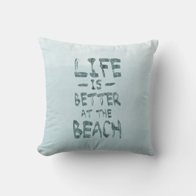Beach Life Blue Watercolor Cushion (Front)