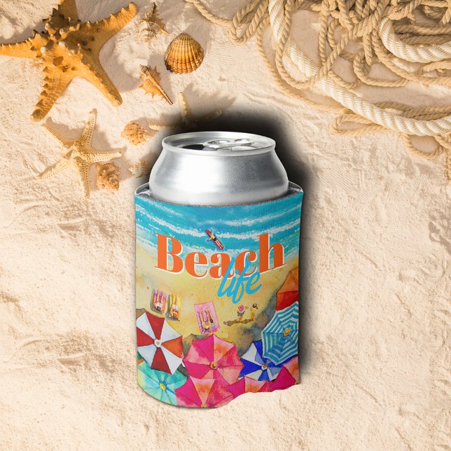 Beach Life Can Cooler (Beach Life beverage can cooler - keep your drinks cold and great to give to friends, too.)
