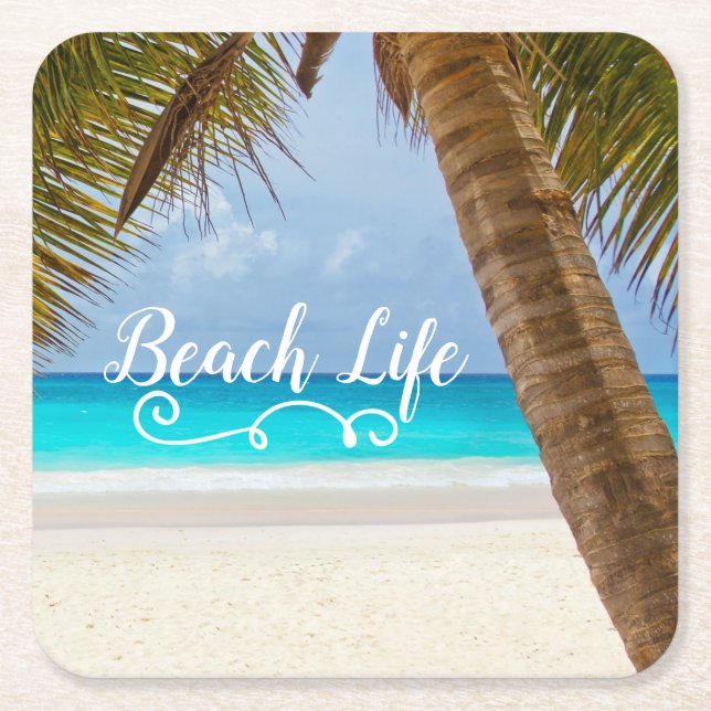 Beach Life Coasters - Palm Trees & Turquoise Water (Front)