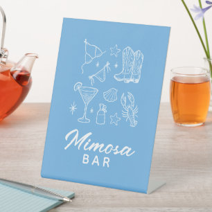 Beach Life Costal Blue Hand Drawn Bridal Shower Pedestal Sign