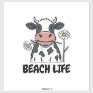Beach Life Cow Vintage Engraving T-Shirt Design_1