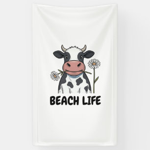 Beach Life Cow Vintage Engraving T-Shirt Design_1 Banner