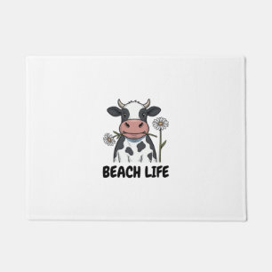 Beach Life Cow Vintage Engraving T-Shirt Design_1 Doormat