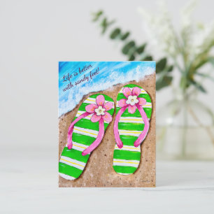 Beach Life Flip Flops Flat Note Cards