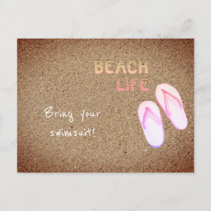 Beach Life Flip Flops in the Sand Customisable Postcard