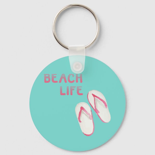 Beach Life Flip Flops Key Ring (Front)