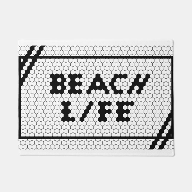 Beach Life Nautical Surfer Tile Design Doormat (Front)