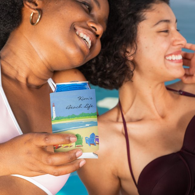 Beach Life Personalised Can Cooler (Creator Uploaded)