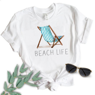 Beach Life Quote Nautical Beach Summer Chair T-Shirt