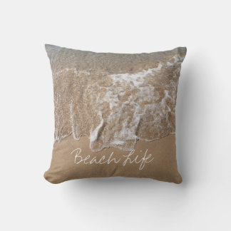 Beach Life Quotes Sandy Ocean Water Waves Custom Cushion